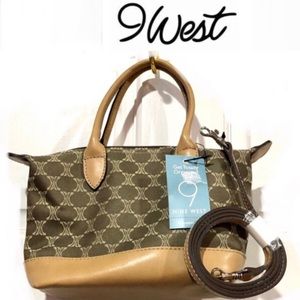 🦋NINE WEST  organized natural color handbag w/crossbody strap size9x6 NWT